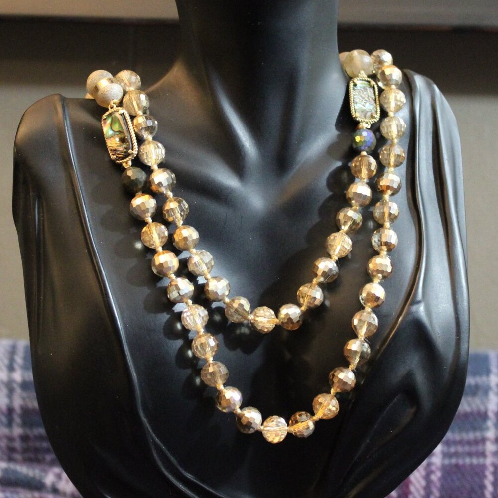 Faceted Glass Abalone Shell Continuous Strand Kno… - image 1